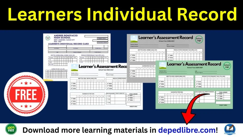 Learners Individual Record Card Template Word 2026-2027