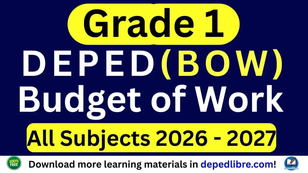 Grade 1 Budget of Work (BOW) Matatag 2026