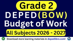 Grade 2 Budget of Work (BOW) Matatag 2026
