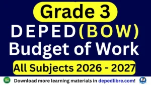 Grade 3 Budget of Work (BOW) Matatag 2026
