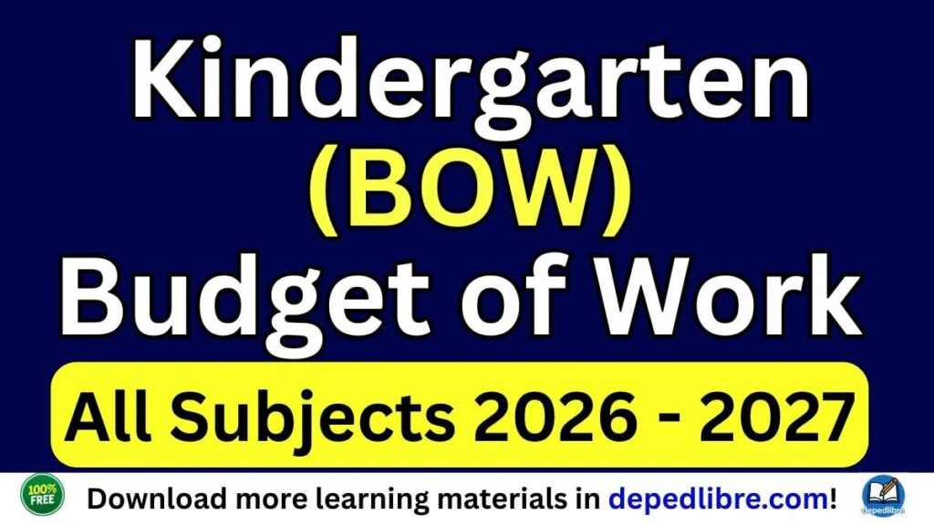 Kindergarten Budget of Work (BOW) 2026–2027