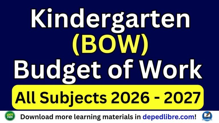 Kindergarten Budget of Work (BOW) 2026–2027