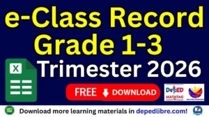 e-class record Grade 1-3 trimester 2026