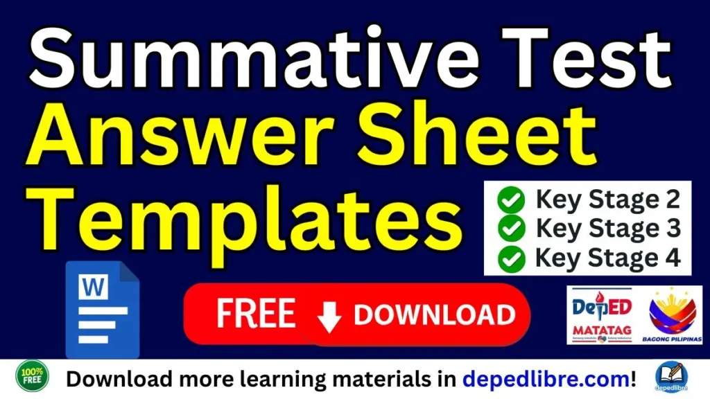 Free Summative Assessment Answer Sheet Templates