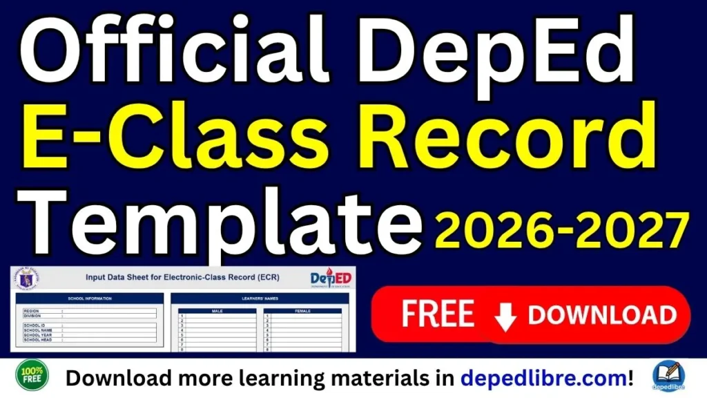 Official DepEd E-Class Record Template SY 2026–2027