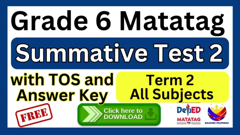 Grade 6 Summative Test 2 Term 2 with TOS and Answer Key SY 2026–2027