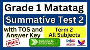 Grade 1 Summative Test 2 Term 2 with TOS & Answer Key