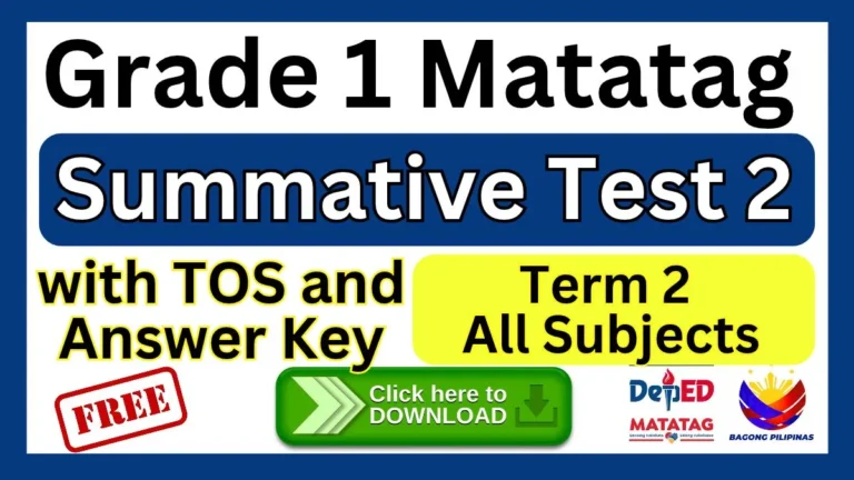 Grade 1 Summative Test 2 Term 2 with TOS & Answer Key