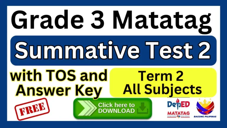 Grade 3 Summative Test 2 Term 2 with TOS and Answer Key
